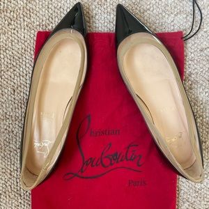 Black and Tan patent leather flats